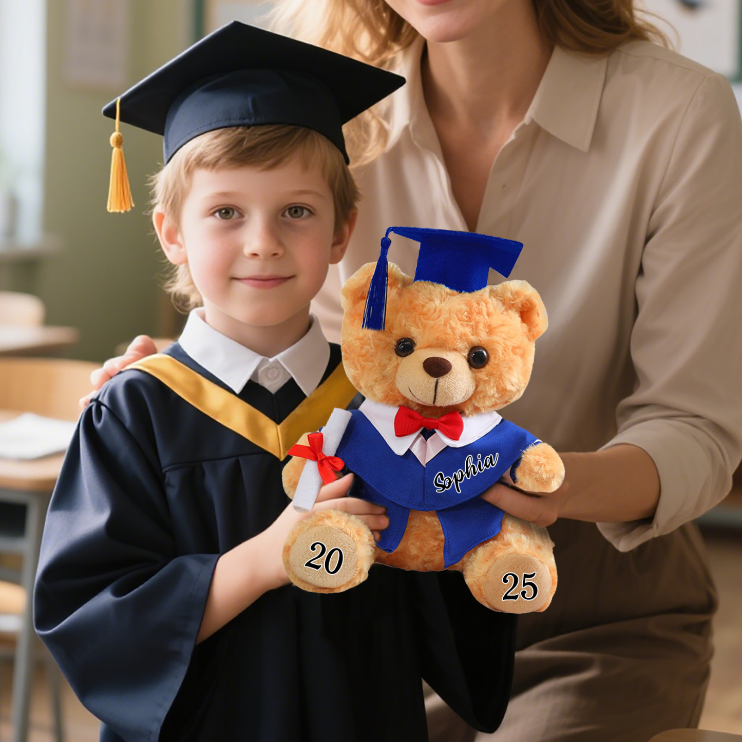 Graduation Teddy Bear Gift Style 2– Personalized Soft Plush Doll for 2024 or 2025 Graduates