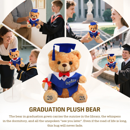 Graduation Teddy Bear Gift Style 2– Personalized Soft Plush Doll for 2024 or 2025 Graduates