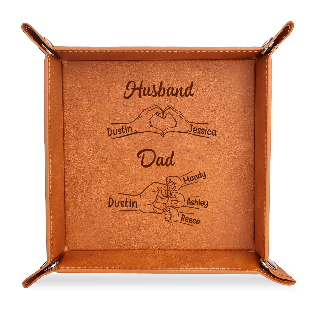 Personalized Leather Valet Tray Gift for Dad & Husband