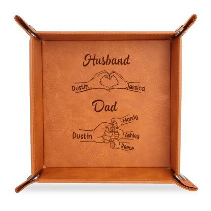 Personalized Leather Valet Tray Gift for Dad & Husband