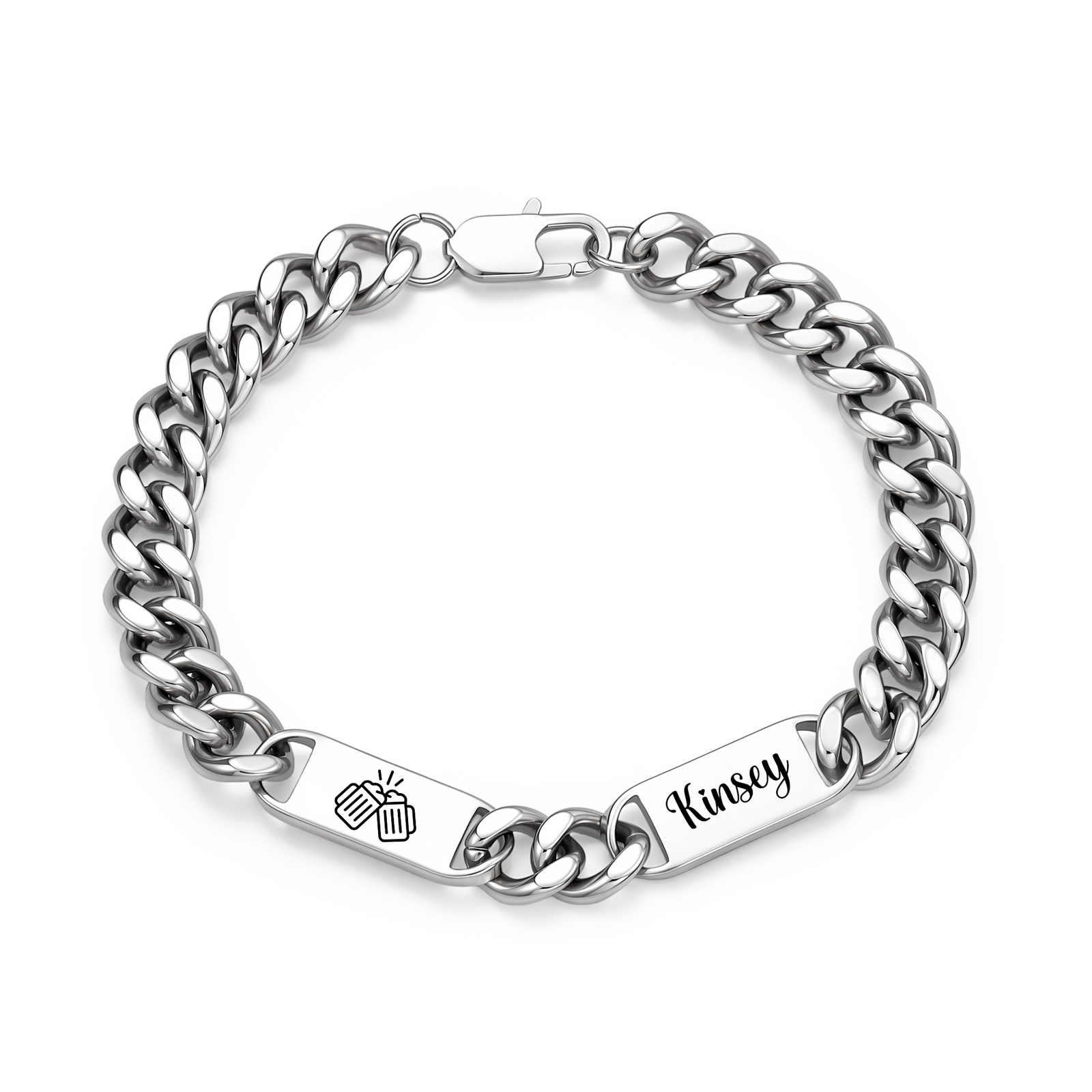 Personalized Cuban Link Bracelet For Men Customized with 2-6 Name Stainless Steel