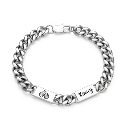 Personalized Cuban Link Bracelet For Men Customized with 2-6 Name Stainless Steel