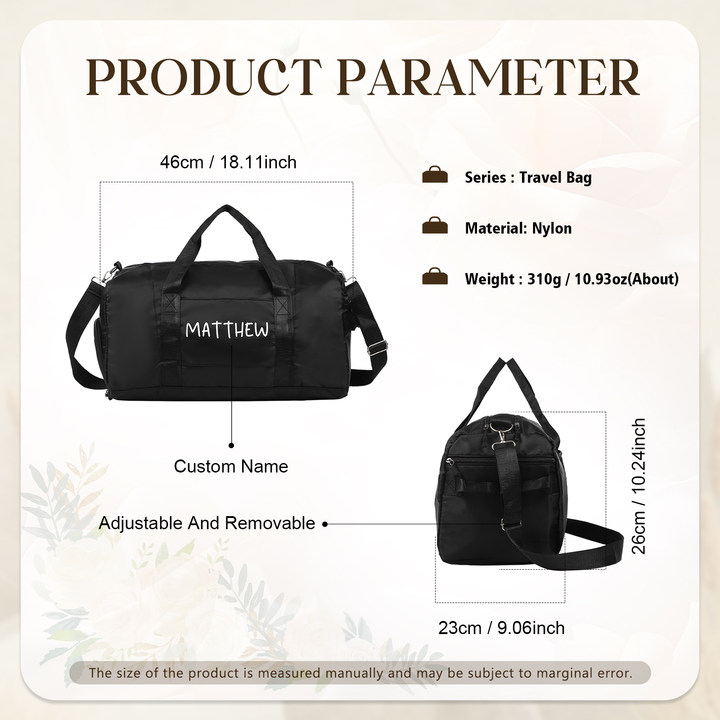 Personalized Duffel Bag Custom Name Nylon Black/Pink/Purple Travel Bag for Her/Him | Jessmade