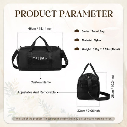 Personalized Duffel Bag Custom Name Nylon Black/Pink/Purple Travel Bag for Her/Him | Jessmade