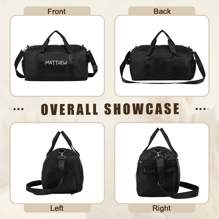 Personalized Duffel Bag Custom Name Nylon Black/Pink/Purple Travel Bag for Her/Him | Jessmade