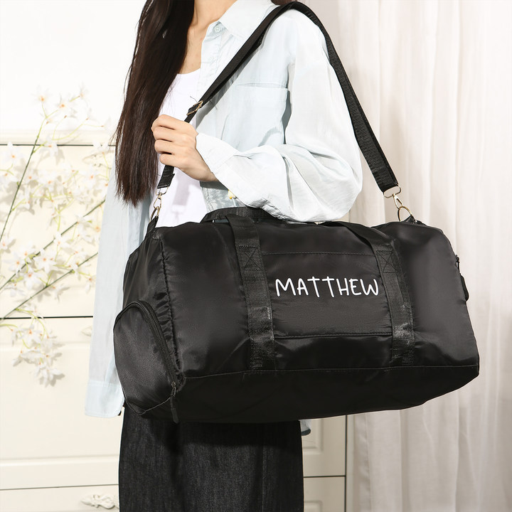 Personalized Duffel Bag Custom Name Nylon Black/Pink/Purple Travel Bag for Her/Him | Jessmade
