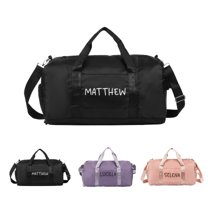 Personalized Duffel Bag Custom Name Nylon Black/Pink/Purple Travel Bag for Her/Him | Jessmade