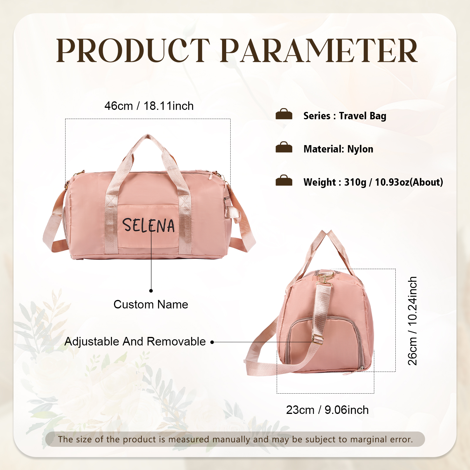 Personalized Duffel Bag Custom Name Nylon Black/Pink/Purple Travel Bag for Her/Him | Jessmade