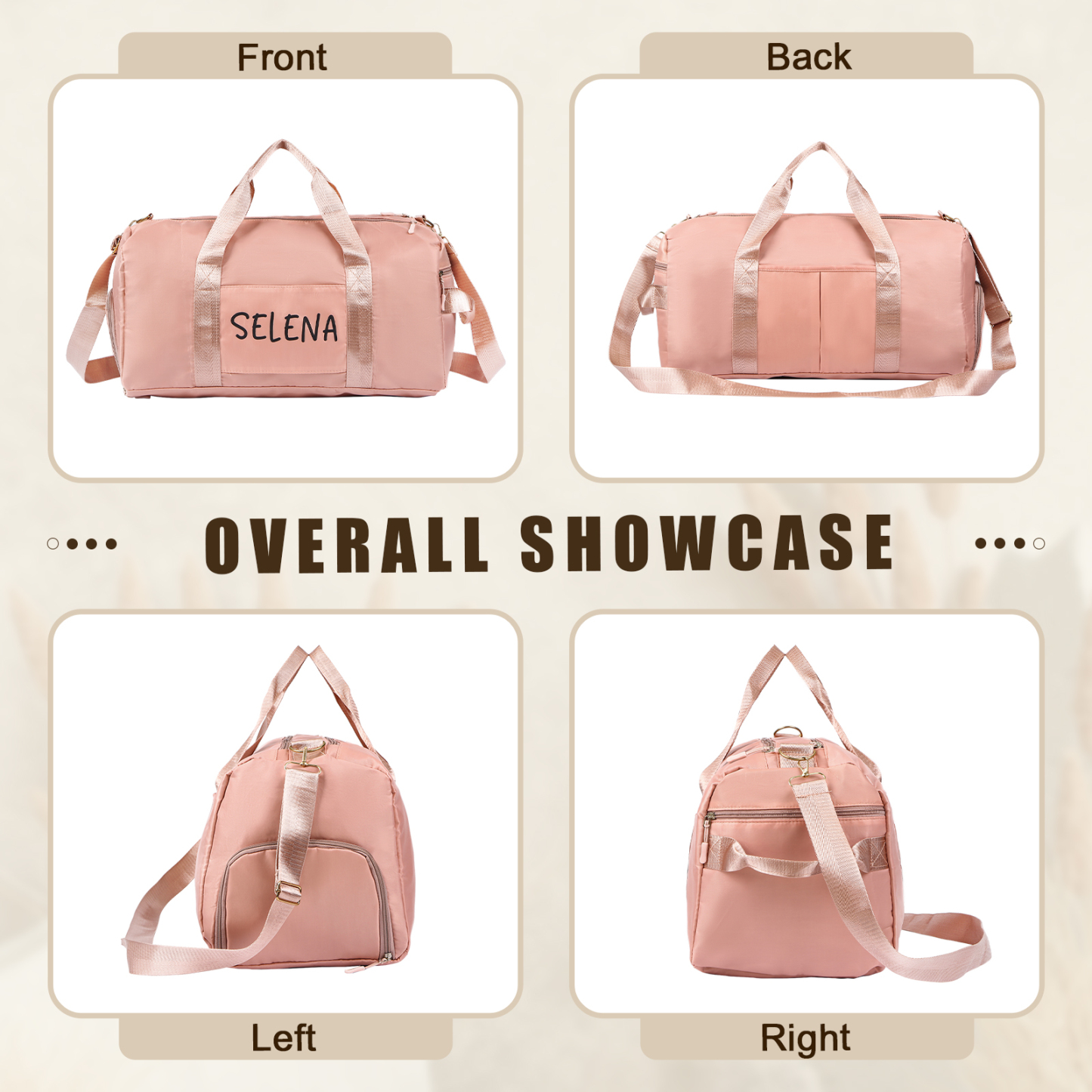 Personalized Duffel Bag Custom Name Nylon Black/Pink/Purple Travel Bag for Her/Him | Jessmade