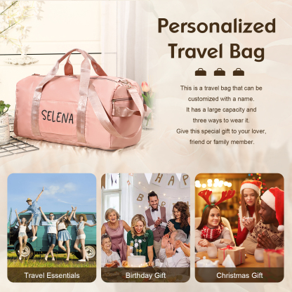 Personalized Duffel Bag Custom Name Nylon Black/Pink/Purple Travel Bag for Her/Him | Jessmade