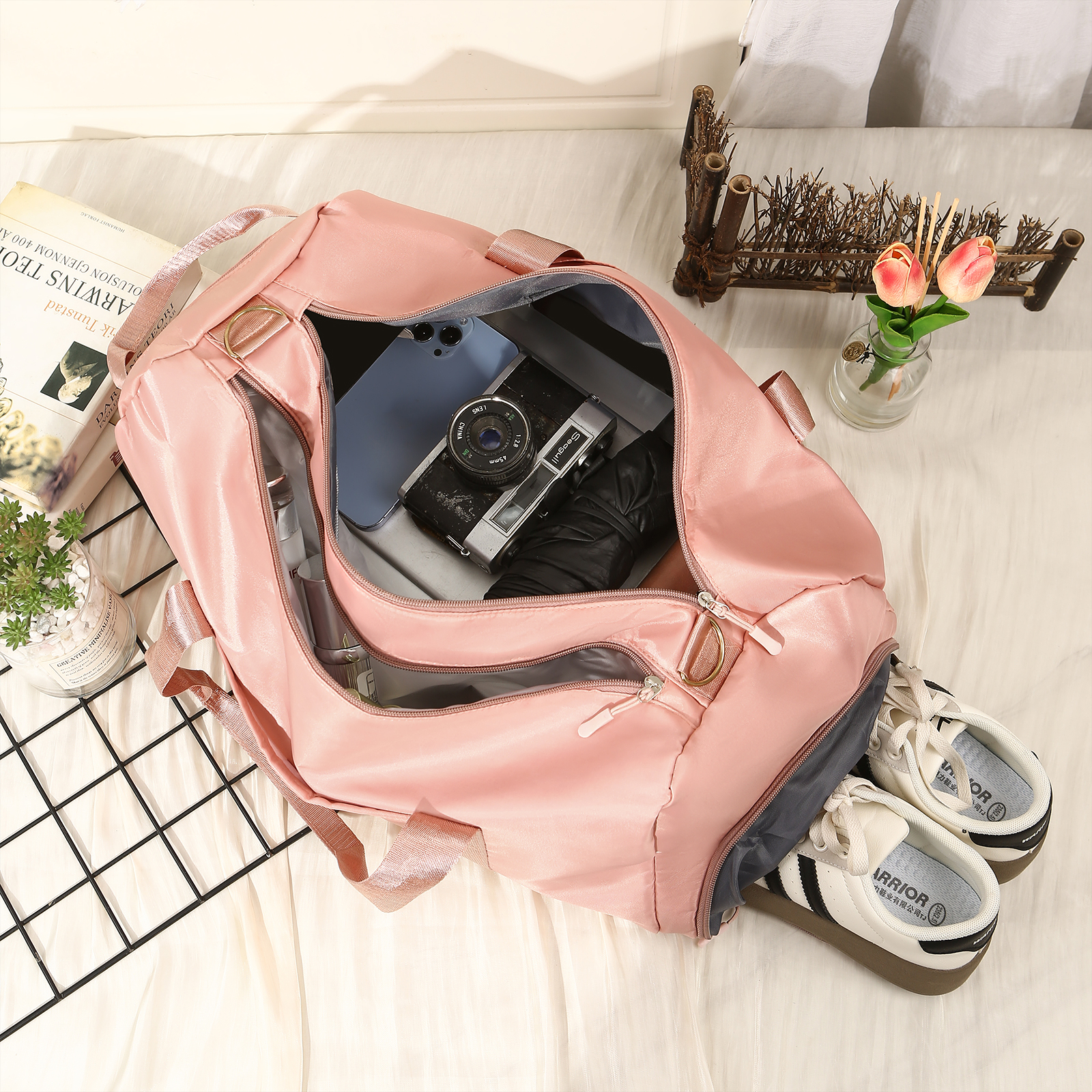 Personalized Duffel Bag Custom Name Nylon Black/Pink/Purple Travel Bag for Her/Him | Jessmade