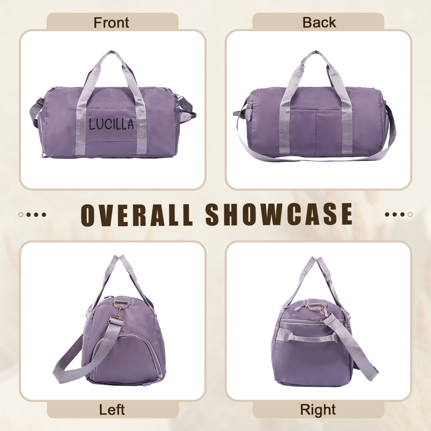 Personalized Duffel Bag Custom Name Nylon Black/Pink/Purple Travel Bag for Her/Him | Jessmade