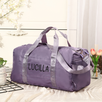 Personalized Duffel Bag Custom Name Nylon Black/Pink/Purple Travel Bag for Her/Him | Jessmade