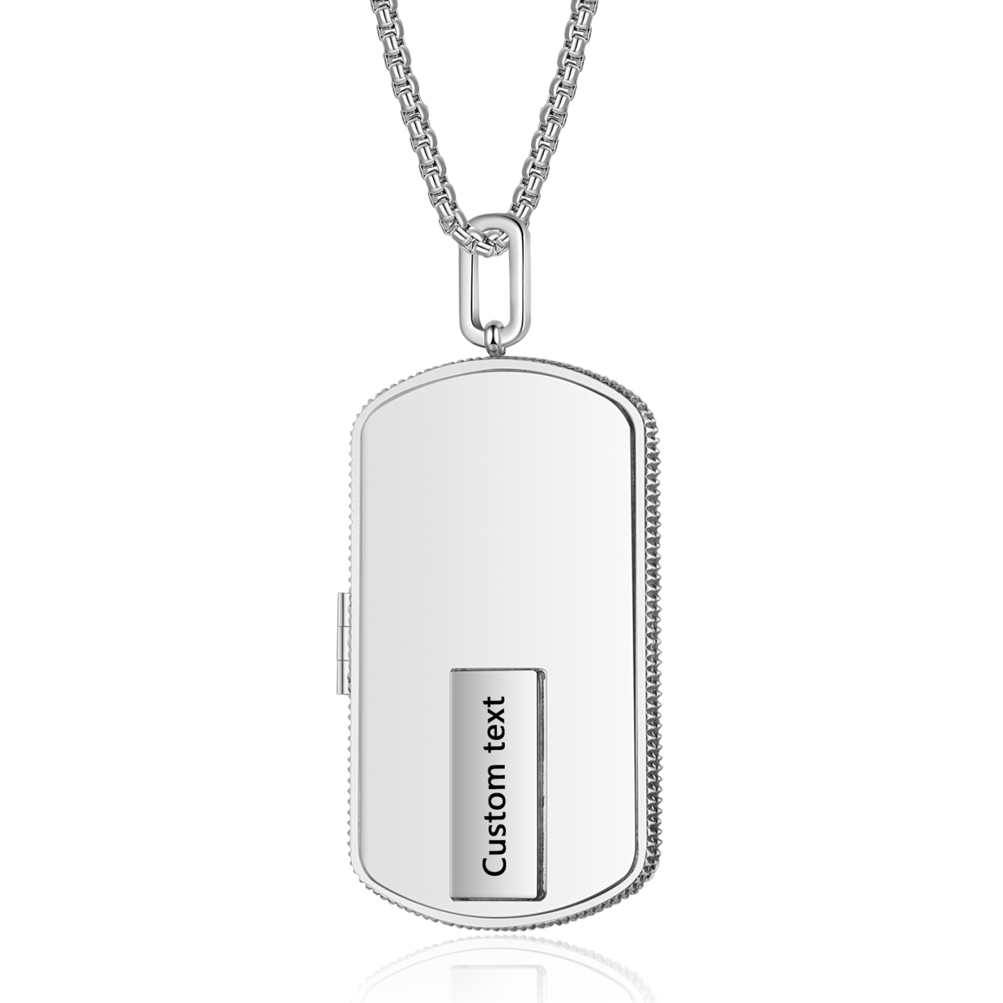 Personalized Dog Tag Locket Necklace for Men with Engraving and 2 Photos