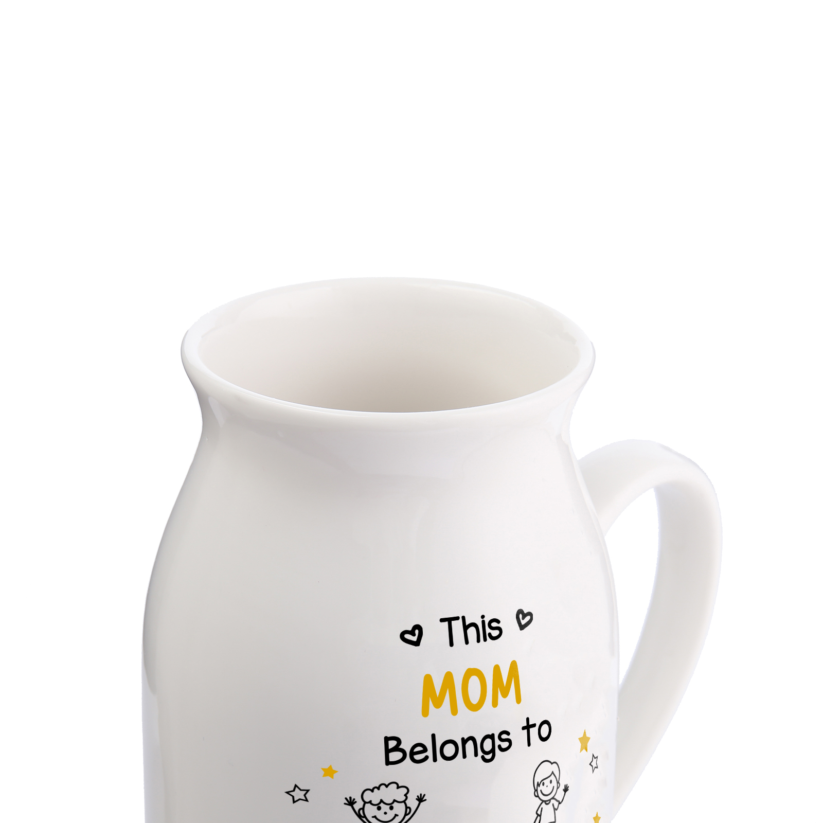 Personalized Ceramic Vase For Grandma Or Mom Customizable With 1-10 Names and Child Figures