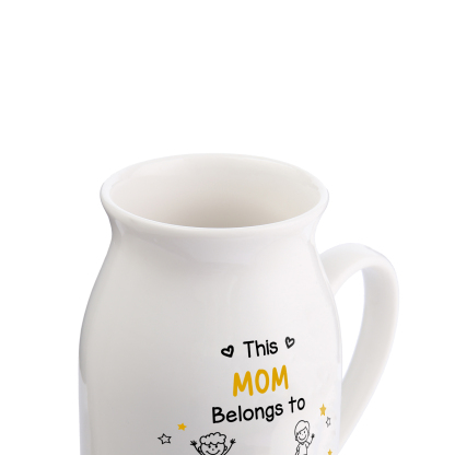 Personalized Ceramic Vase For Grandma Or Mom Customizable With 1-10 Names and Child Figures