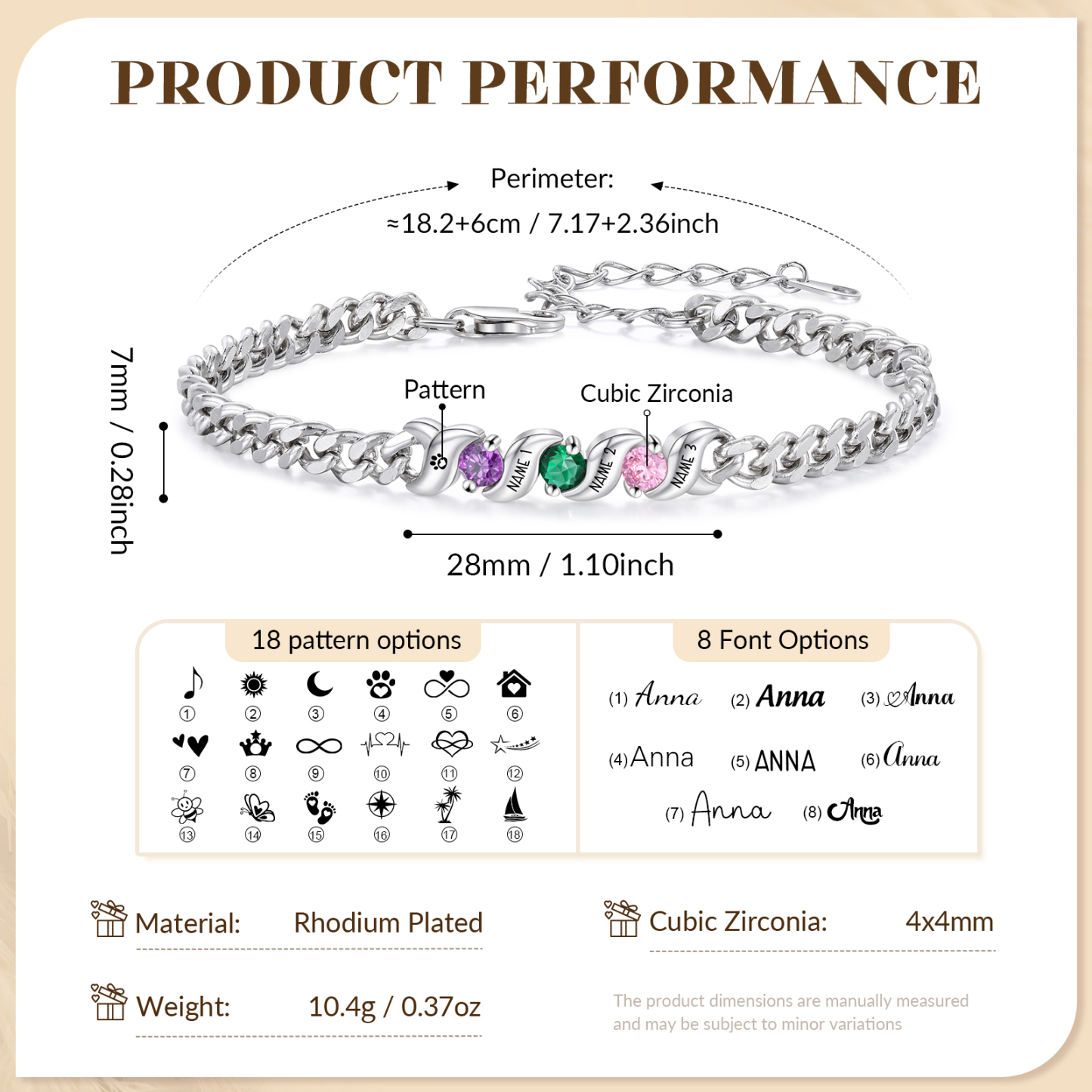 Personalized Cuban Link Bracelet Custom with 1–5 Names and Birthstones