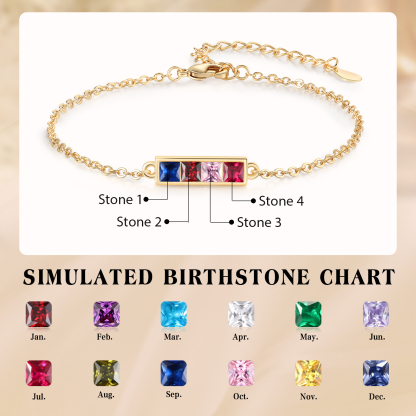 S925 Sterling Silver Family Birthstone Bracelet Customizable with 1–6 Stones Minimalist Gold Bracelet