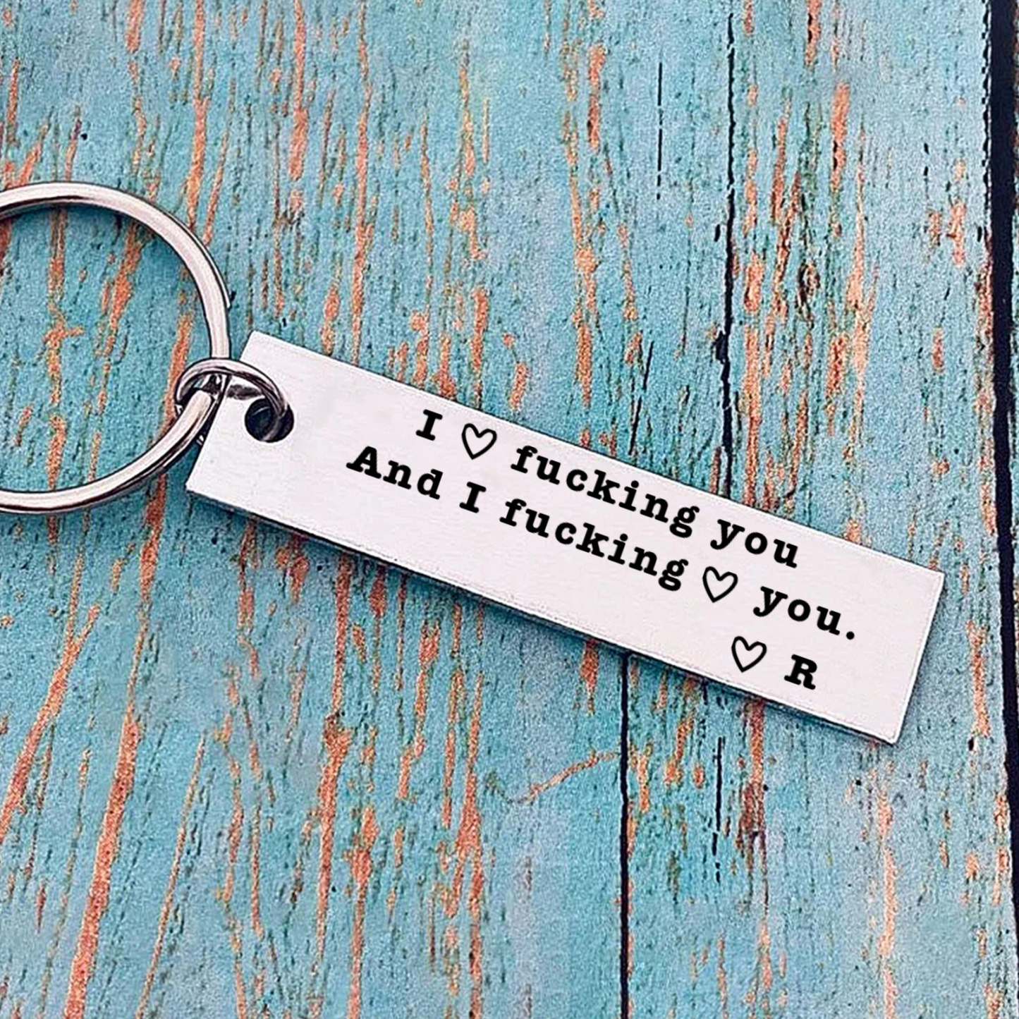 Personalized Letter Keyring Gift I Love F❤cking You and I F❤cking Love You Keychain for Couples