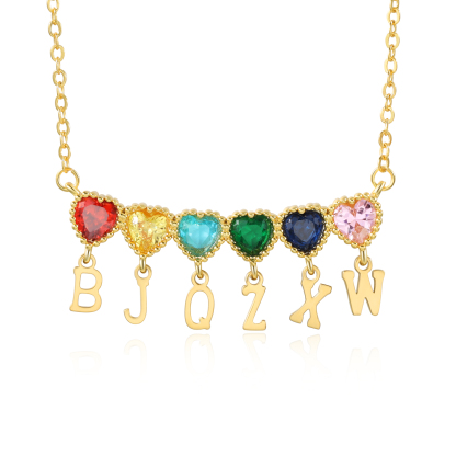 Personalized Birthstone Initial Necklace Custom 1-6 Initials Meaningful Gift for Birthdays, Anniversaries, Christmas for Her, Mom, Friend | Jessemade