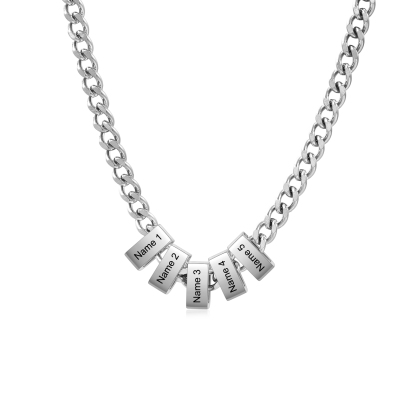 Personalized Mens Cuban Link Chain Necklace with 1–6 Names