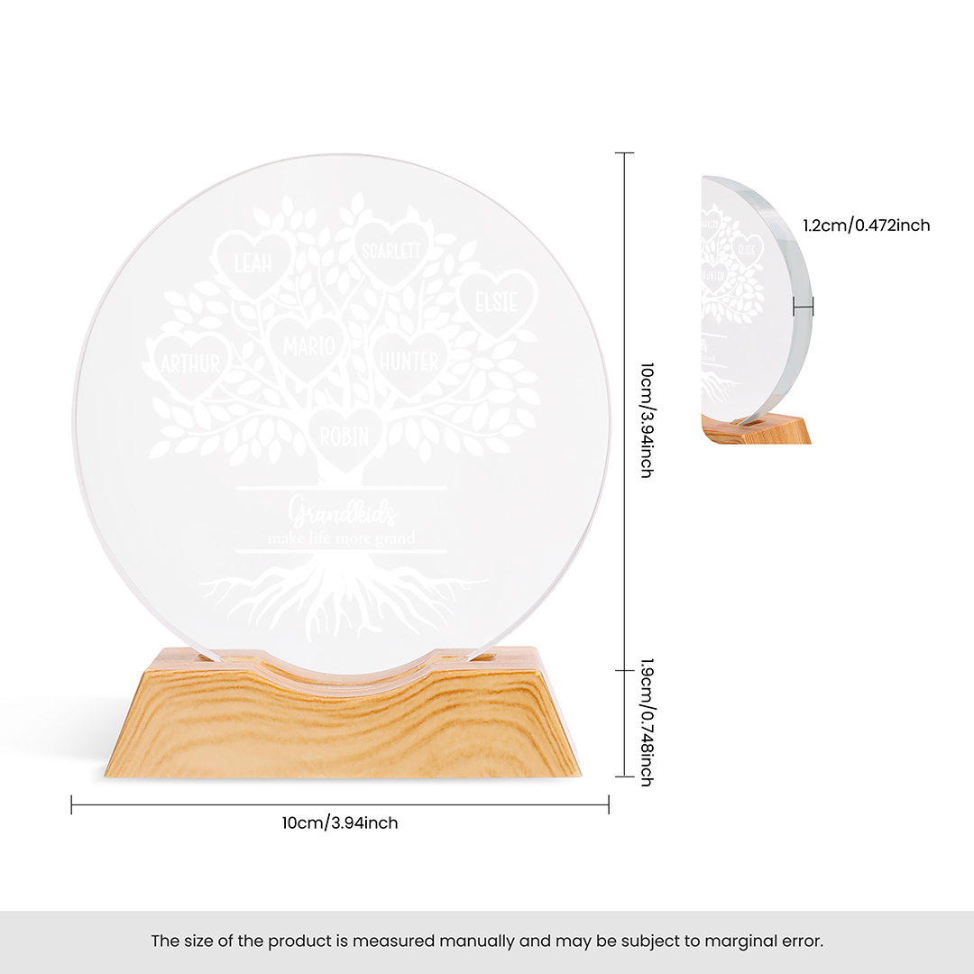 Personalized Crystal LED Night Light Family Tree Custom with 1–10 Names