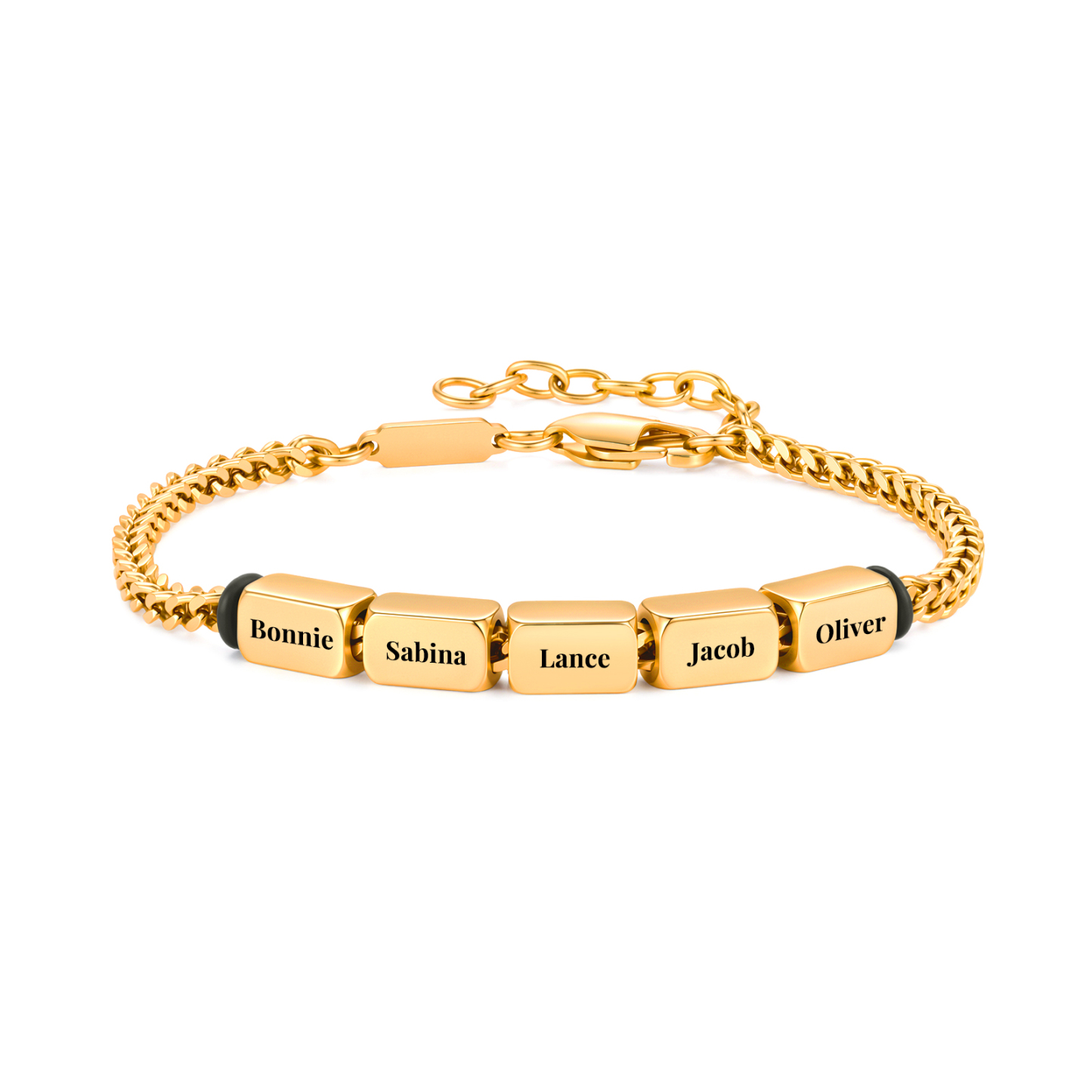 Personalized Men’s Bracelet With 2-5 Names Gold Cuban Link Bracelet Gift For Men