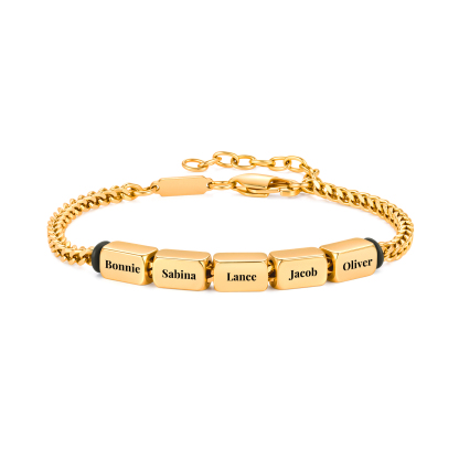 Personalized Men’s Bracelet With 2-5 Names Gold Cuban Link Bracelet Gift For Men