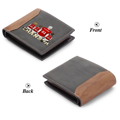 Custom Leather Wallet Personalized with 1-6 Names Grandparents Day Gift for Grandpa | Jessemade