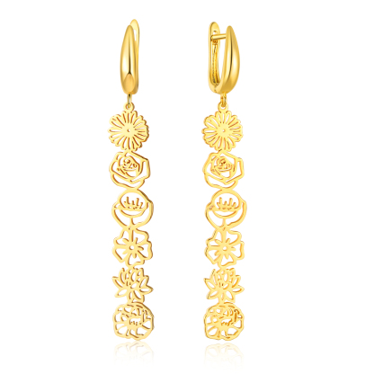 Personalized Birth Flower Earring Custom 1-6 Flowers Dangle Earrings Birthday Gift | Jessemade