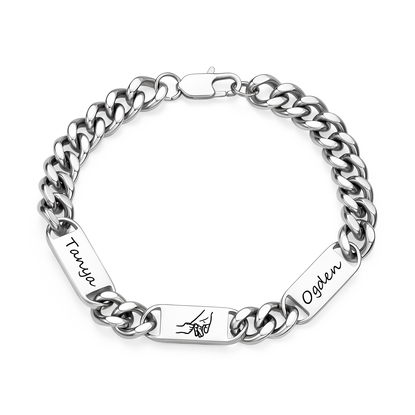 Personalized Cuban Link Bracelet For Men Customized with 2-6 Name Stainless Steel
