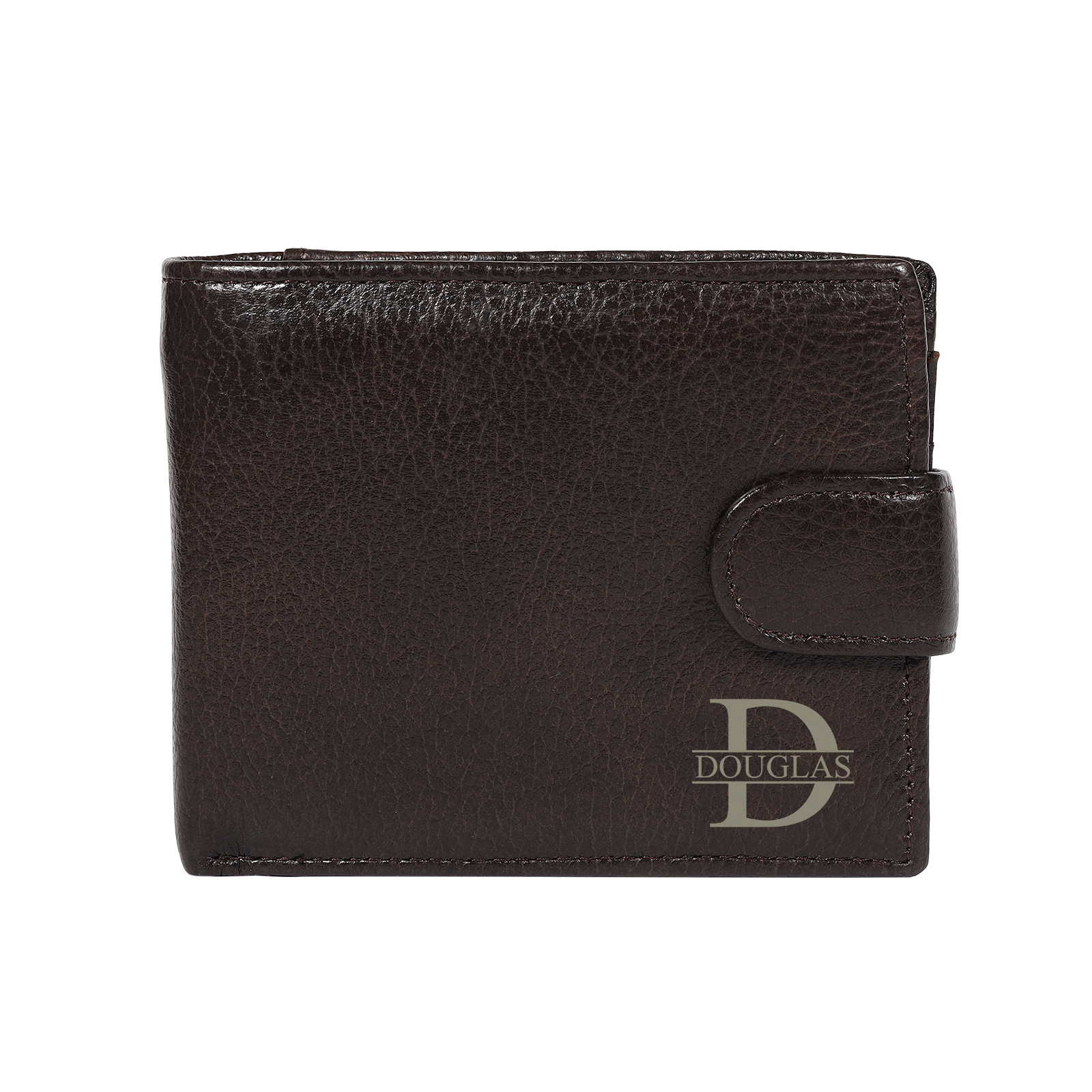 Personalized Leather RFID Blocking Bifold Wallet for Men with Snap Closure Name or Initials Engraved