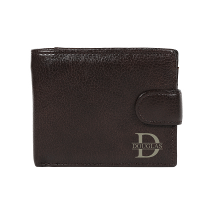 Personalized Leather RFID Blocking Bifold Wallet for Men with Snap Closure Name or Initials Engraved