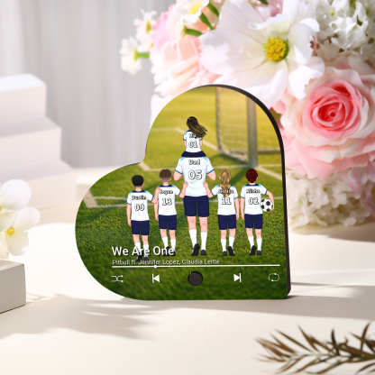 Personalized Football Family Heart Music Fridge Magnet Customizable with 1–8 Names