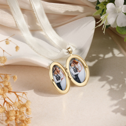Personalized Photo Bridal Bouquet Charm with Birth Flower and Ribbon Memorial Wedding Keepsake