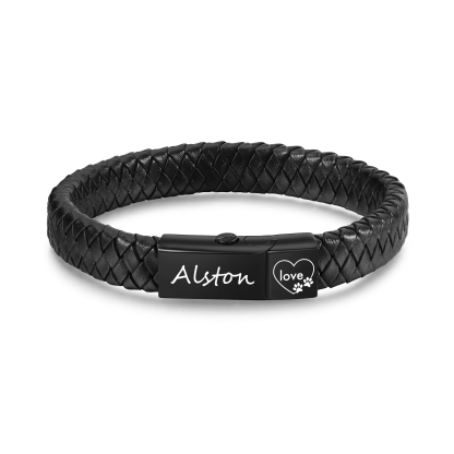 Personalized Braided Leather Memorial Bracelet Pet Ashes Keepsake Bracelet