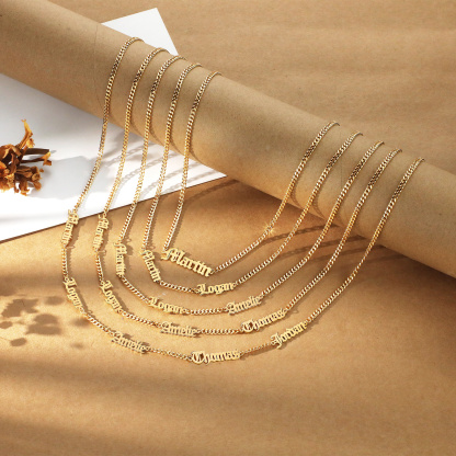 Personalized Gothic Men's Necklace with 1-5 Names