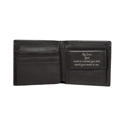 Personalized Leather RFID Bifold Wallet for Men with ID Window and Initial or Name Engraved