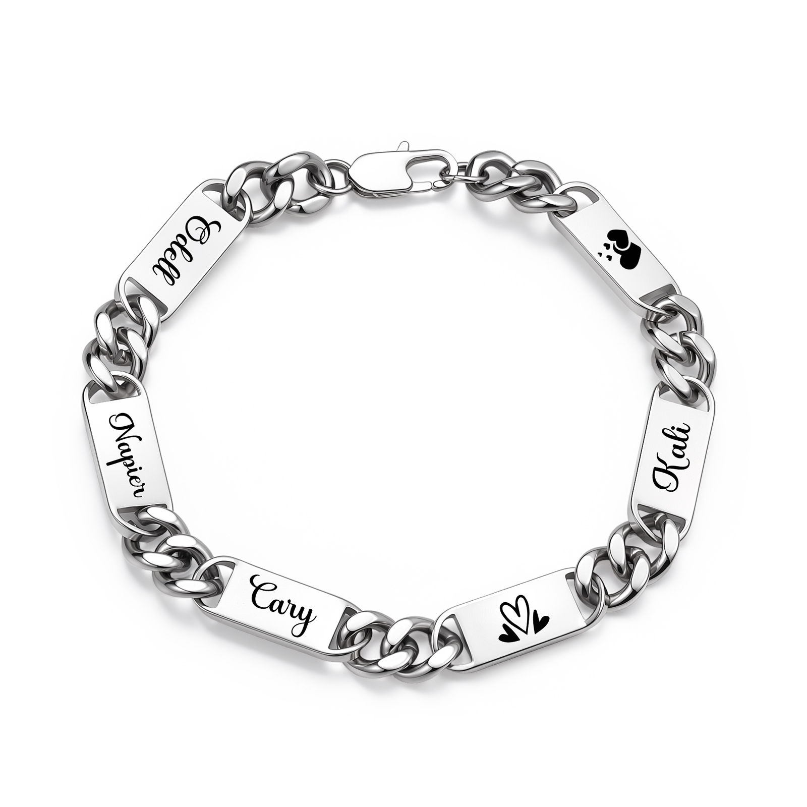 Personalized Cuban Link Bracelet For Men Customized with 2-6 Name Stainless Steel