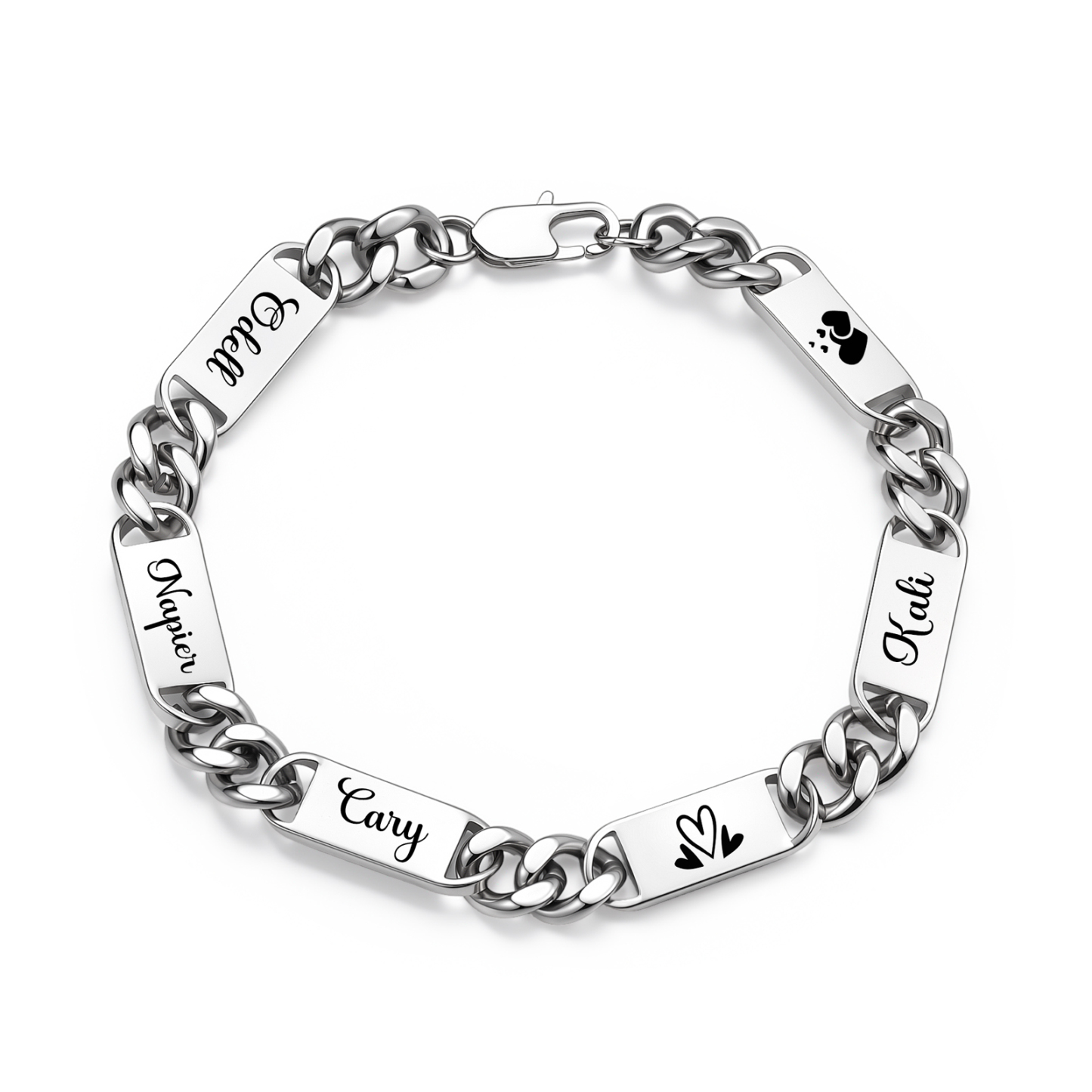 Personalized Cuban Link Bracelet For Men Customized with 2-6 Name Stainless Steel