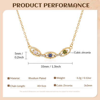 Personalized 2–5 Birthstones Gold Chain Necklace for Women