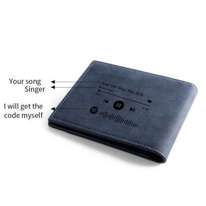 Personalised Men’s Wallet – Custom Photo & Song Design, Engraved Music QR Code on Back – Valentine’s Day Gift for Him | Jessemade