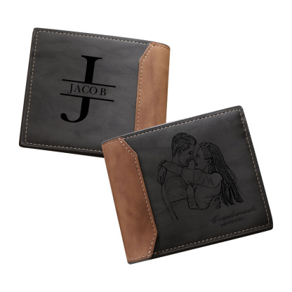 Personalised Gift Set - Custom Wallet & Bracelet with 1 Photo, 1 Letter, and 6 Names, Christmas Gift Box for Him | Jessemade