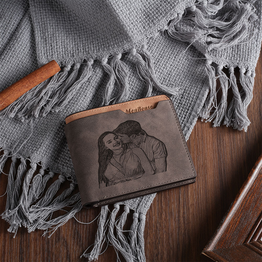 Personalized Wallet & Bracelet Gift Set with Custom Photo, Name & Initials Couples Gift for Him | Jessemade