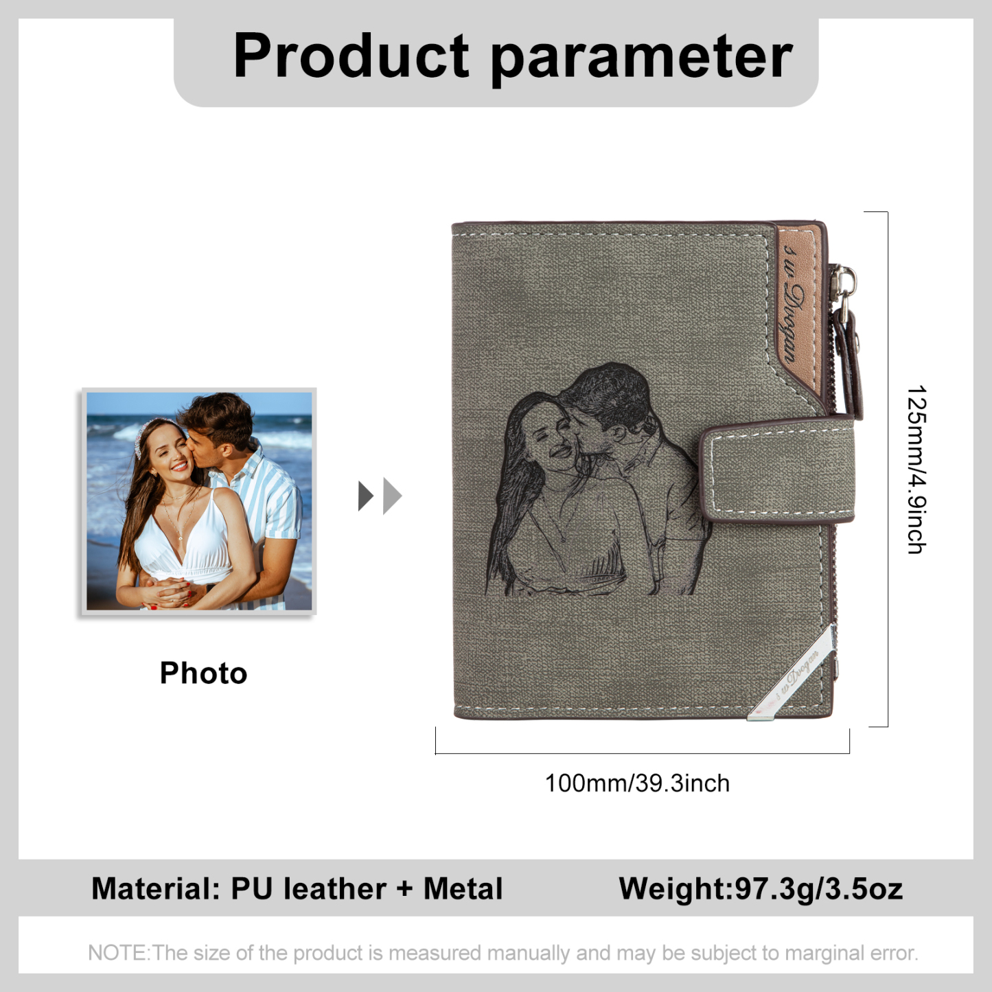 Personalized Men’s Wallet – Custom Photo & Text Couple Wallet, Perfect Gift for Him | Jessemade