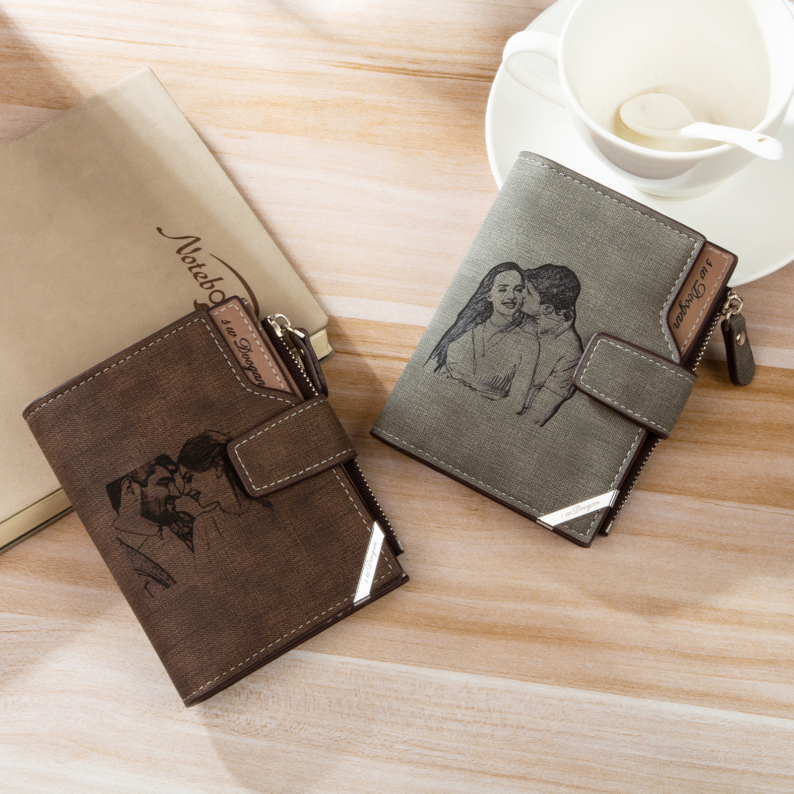 Personalized Men’s Wallet – Custom Photo & Text Couple Wallet, Perfect Gift for Him | Jessemade