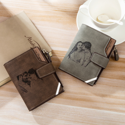 Personalized Men’s Wallet – Custom Photo & Text Couple Wallet, Perfect Gift for Him | Jessemade