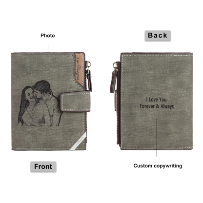 Personalized Men’s Wallet – Custom Photo & Text Couple Wallet, Perfect Gift for Him | Jessemade