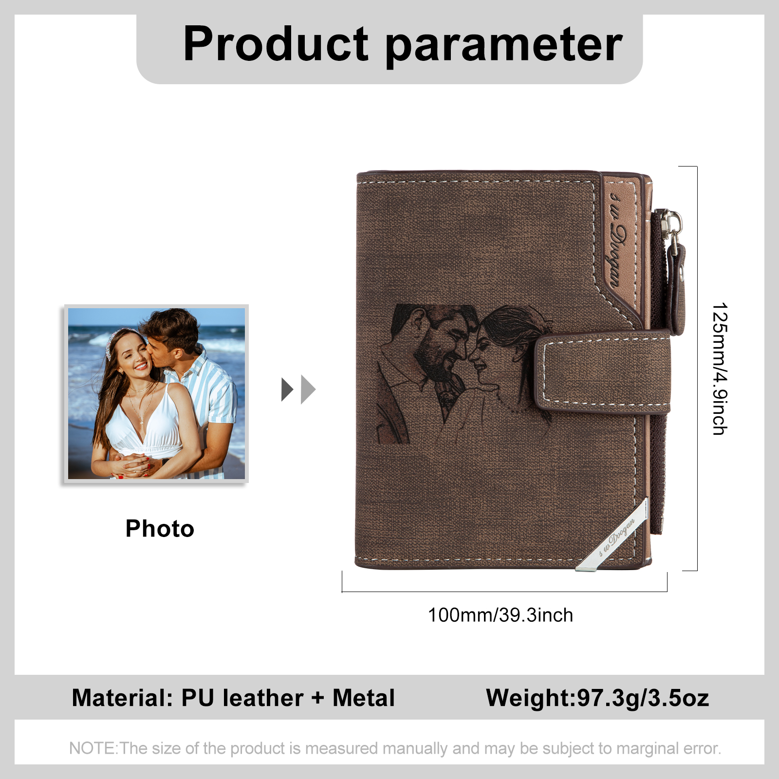 Personalized Men’s Wallet – Custom Photo & Text Couple Wallet, Perfect Gift for Him | Jessemade