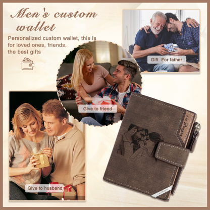 Personalized Men’s Wallet – Custom Photo & Text Couple Wallet, Perfect Gift for Him | Jessemade